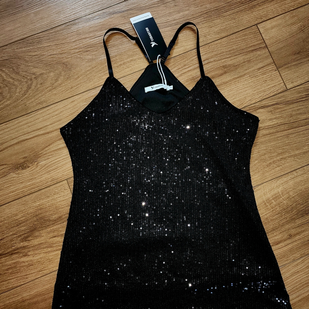 Black Sequin Tank, Size Large